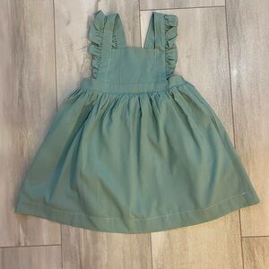 NWT Vignette Muted Teal Green Cotton Ruffled Pinafore Maeve Dress, girls 2